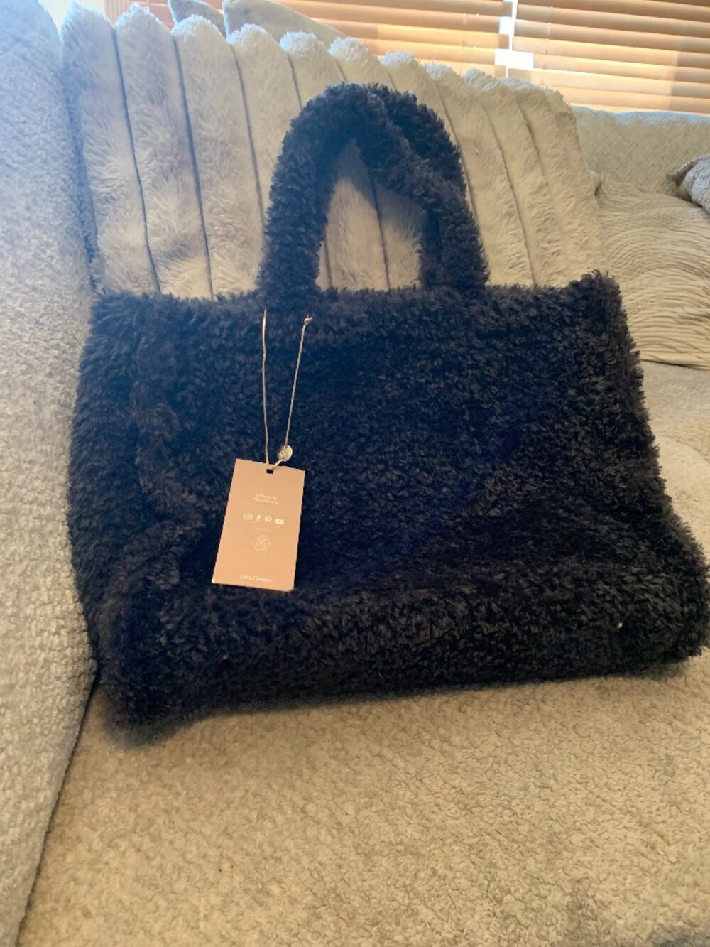 NWT Dark Grey Faux Fur Bag